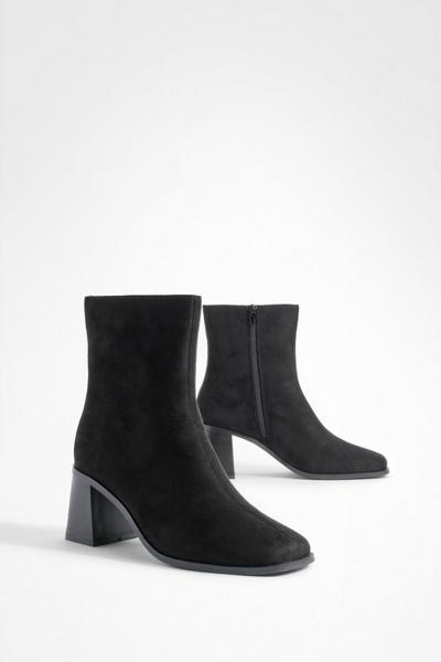 Faux Suede Block Heel Ankle Boots