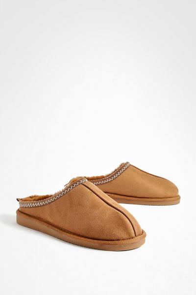 Embroidered Slip On Cosy Mules