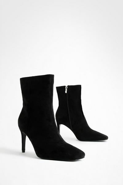 Wide Fit Square Toe Stiletto Ankle Boots