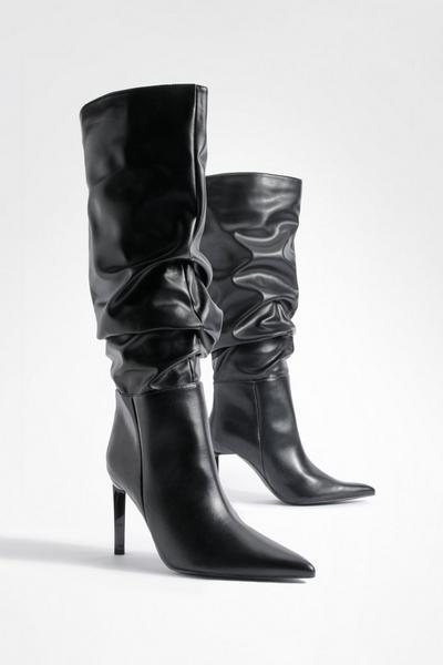 Wide Fit Ruched Stiletto Pointed Toe Boots