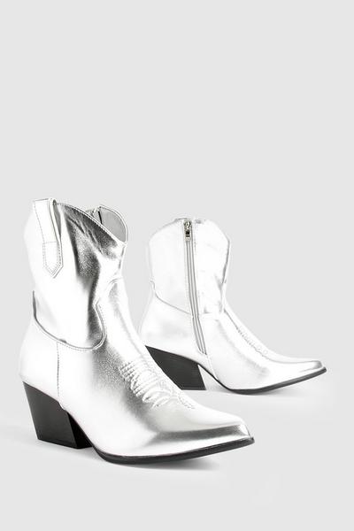 Metallic Ankle Western Cowboy Boots