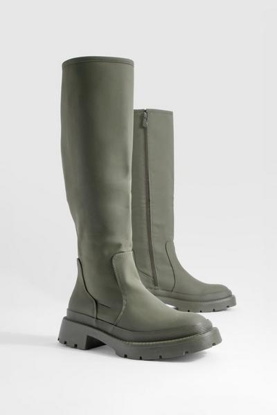 Chunky Knee High Rubber Boots