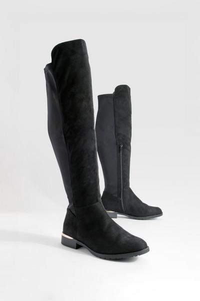 Wide Fit Metal Detail Knee High Boots