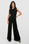 boohoo Maternity Cowl Neck Slinky Belted Jumpsuit thumbnail 3