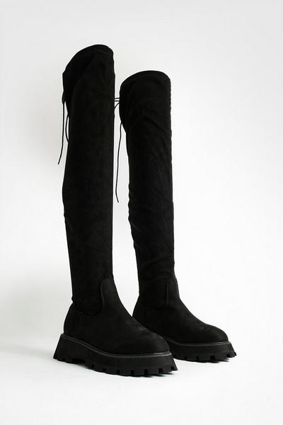 Chunky Stretch Knee High Boots