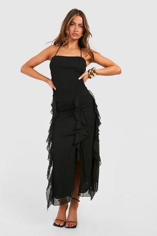 Product Crinkle Midaxi Slip Dress black