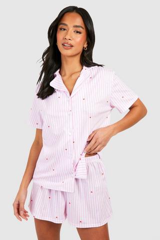 Ladies 100% Brushed Cotton Pyjama Set Ditsy Pink Floral Print