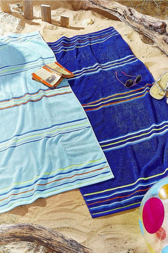Catherine Lansfield Rainbow Pairs 2 Pack Blue Beach Towels 1