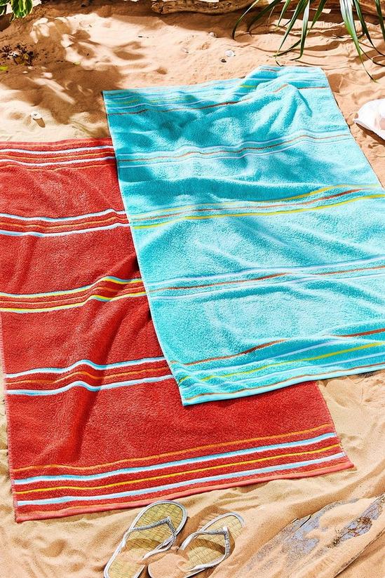 Catherine Lansfield Rainbow Pairs 2 Pack Red Beach Towels 1