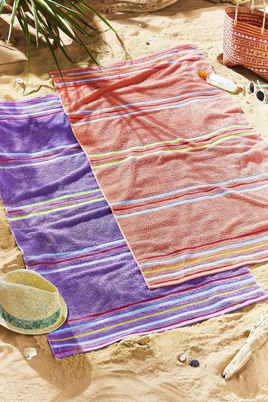 Catherine Lansfield Rainbow Pairs 2 Pack Coral Beach Towels 1