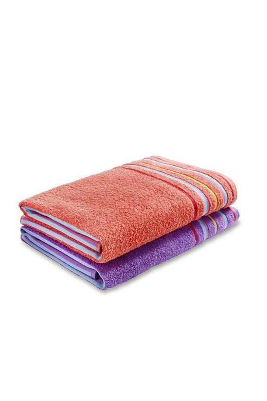 Catherine Lansfield Rainbow Pairs 2 Pack Coral Beach Towels 2