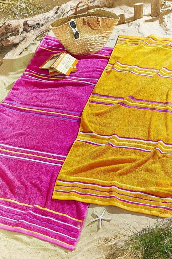 Catherine Lansfield Rainbow Pairs 2 Pack Pink Beach Towels 1