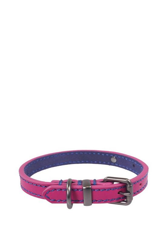 Joules For Dapper Dogs Pink With Polka Dot Lining Leather Dog Collar Small 1
