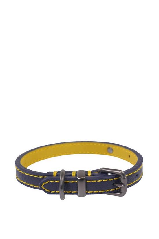 Joules For Dapper Dogs Navy Leather Dog Collar Small 1
