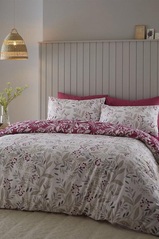 Catherine Lansfield Brushed Lingonberry Floral Double Duvet Set 1