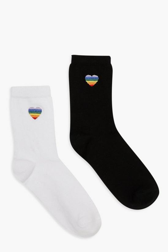 boohoo Rainbow Heart Embroidered Ankle Socks 2 Pack 1