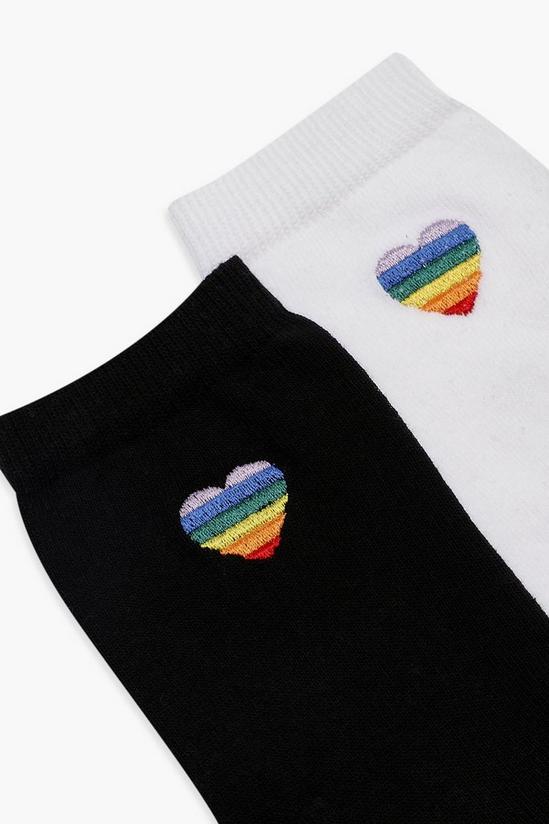 boohoo Rainbow Heart Embroidered Ankle Socks 2 Pack 2