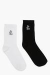 boohoo Be Nice Embroidered Ankle Socks 2 Pack thumbnail 1