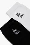 boohoo Be Nice Embroidered Ankle Socks 2 Pack thumbnail 2