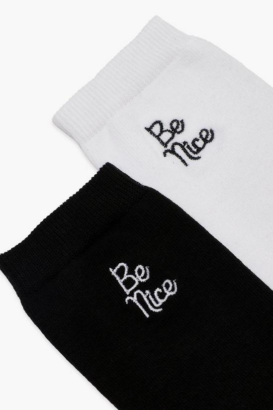 boohoo Be Nice Embroidered Ankle Socks 2 Pack 2