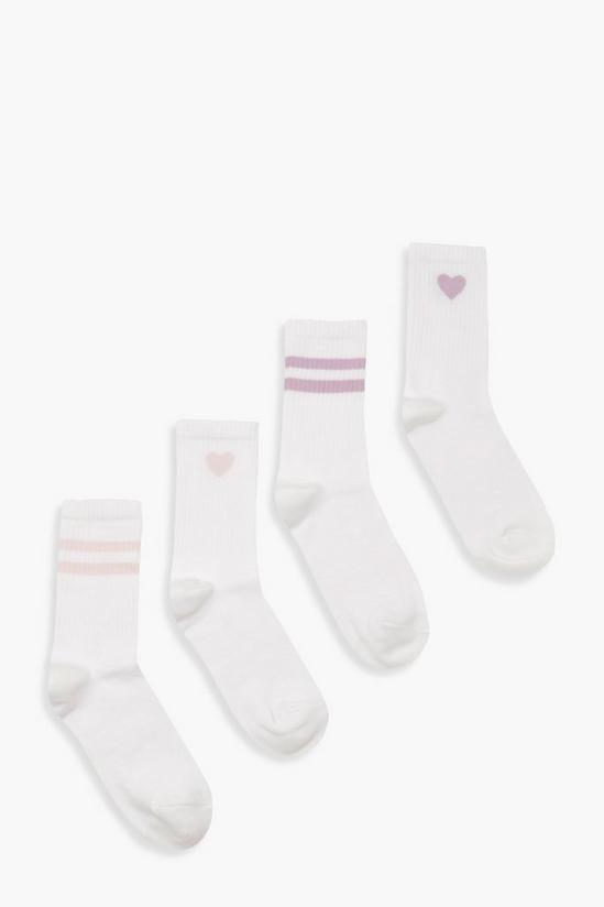boohoo 4 Pack Pink And Lilac Striped Sport Socks 1