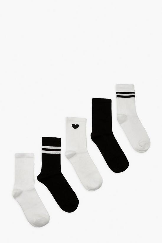 boohoo Heart & Stripes Sports Socks 5 Pack 1