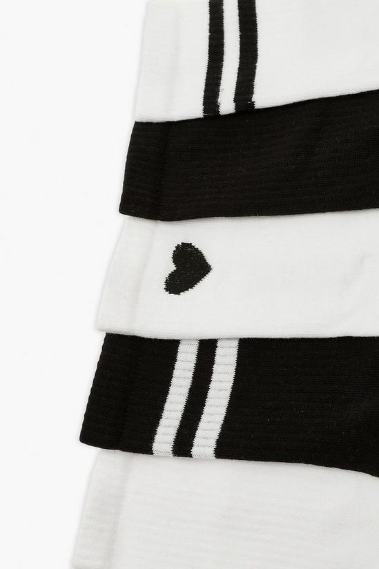boohoo Heart & Stripes Sports Socks 5 Pack 2