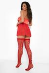 boohoo Fishnet Stockings With Bows And Cut Out Back thumbnail 1