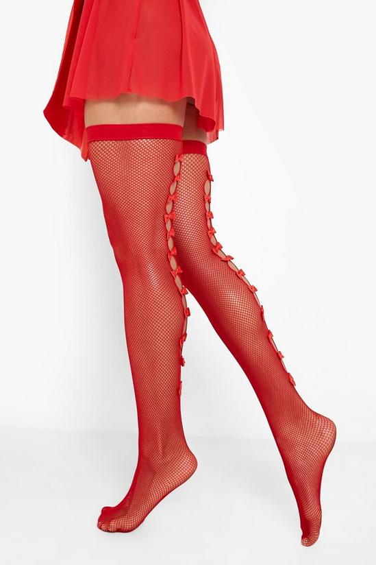 boohoo Fishnet Stockings With Bows And Cut Out Back 2