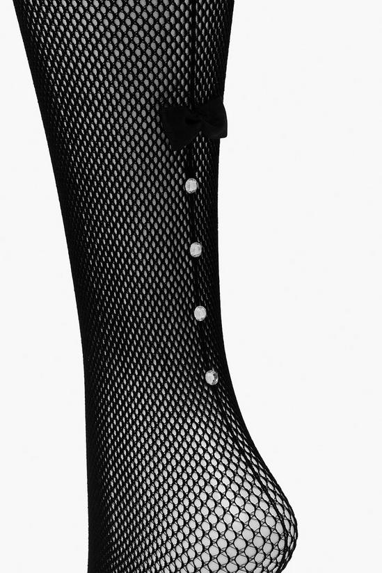 boohoo Fishnet Lace Top Bow Detail Stockings 3