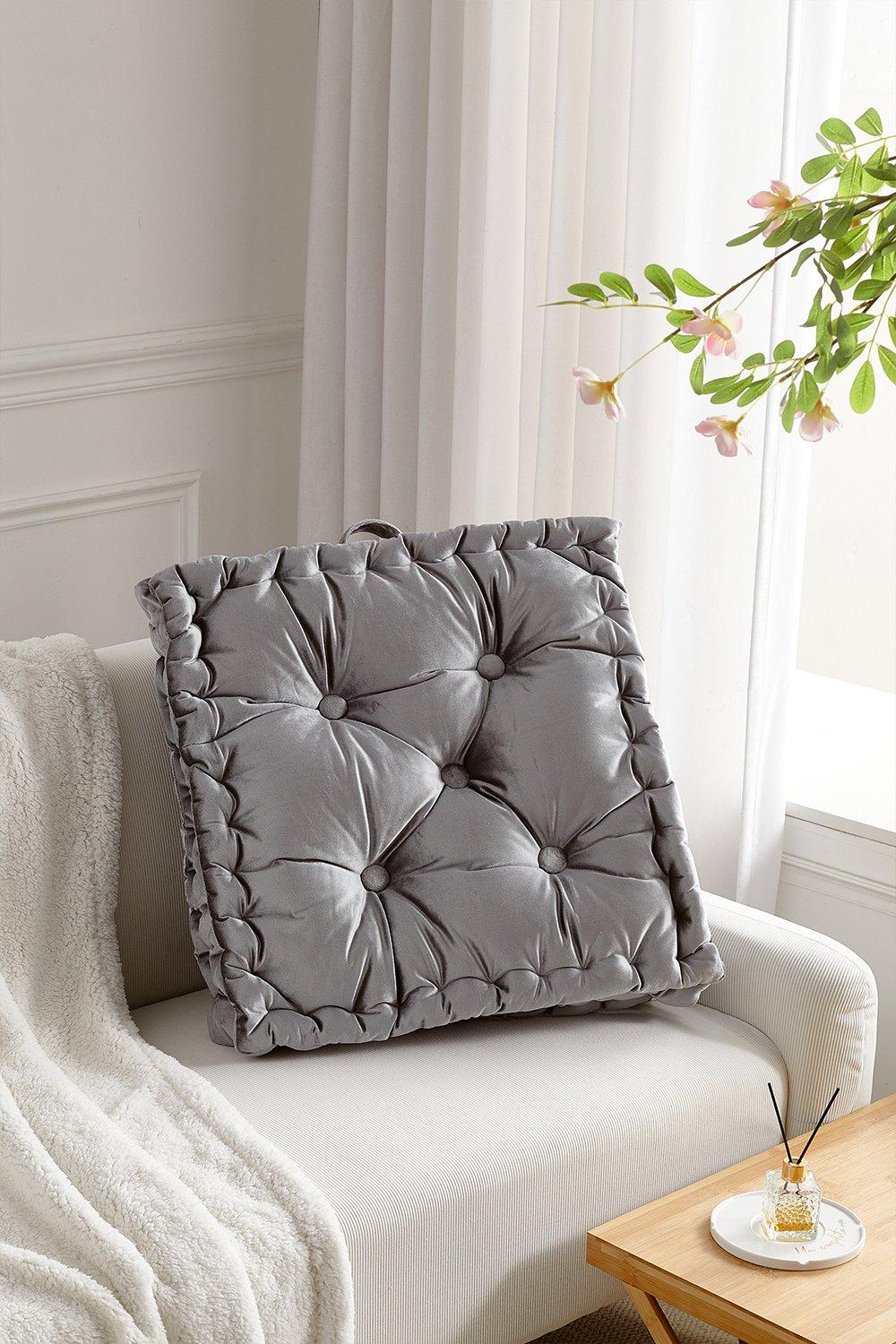 Square Italian Velvet Seat Cushion Throw Pillow
