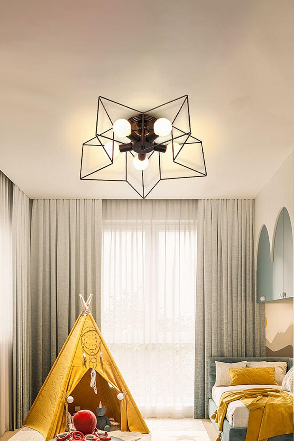 Semi Flush Ceiling Lamp with Star Frame