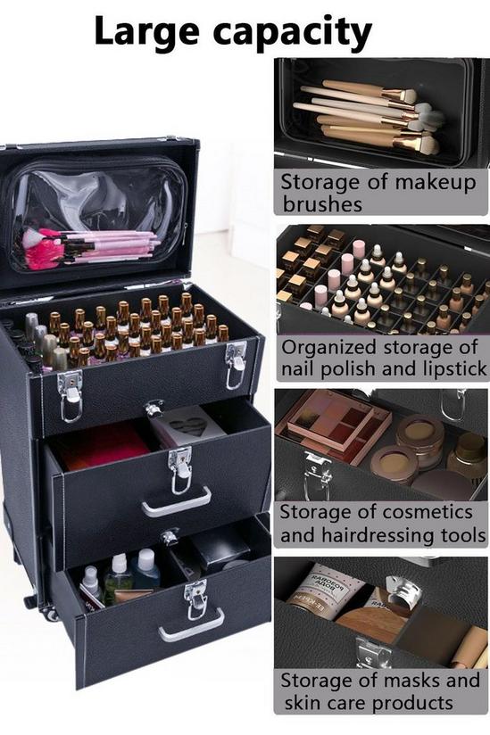 Living and Home 3 Layer Drawer Rolling Nail Cosmetic Trolley Case for Manicurists Makeup Artists 2