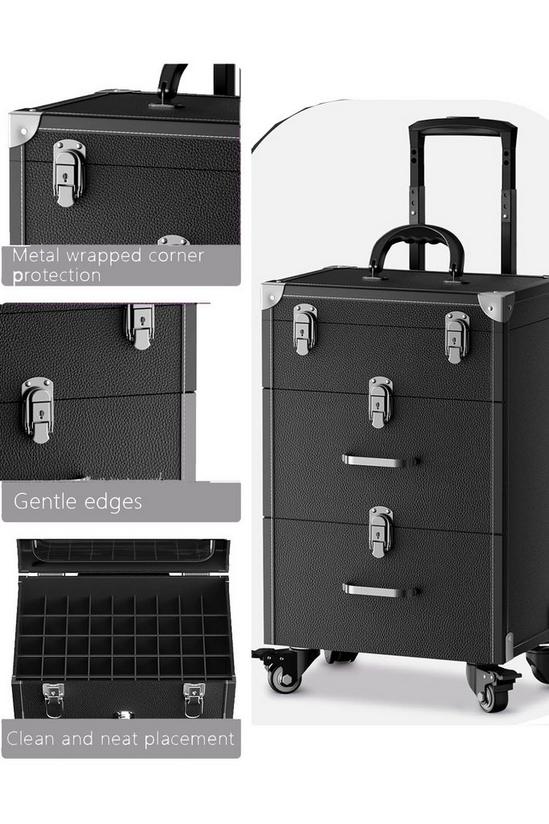 Living and Home 3 Tiers Professional Makeup Trolley Box Vanity Rolling Case Cosmetic Nail Organizer Lockable 4