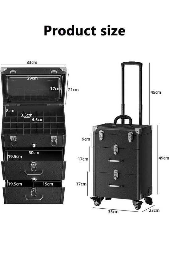 Living and Home 3 Tiers Professional Makeup Trolley Box Vanity Rolling Case Cosmetic Nail Organizer Lockable 6