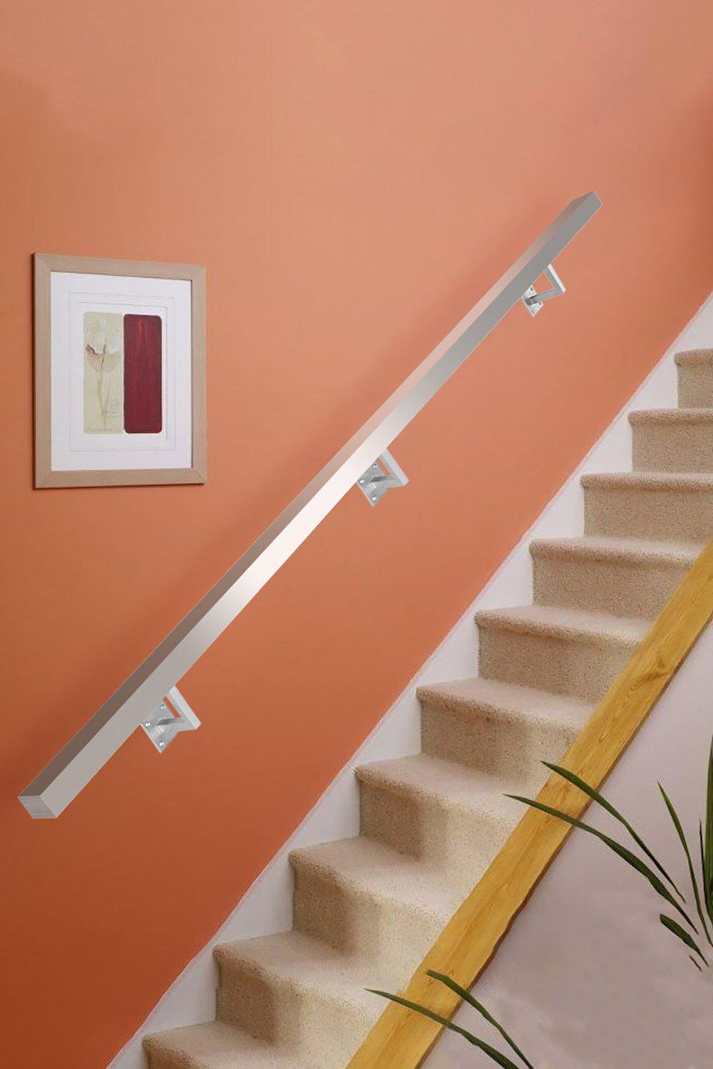 225*6*4CM Square Stainless Steel Wall Mounted Handrail with Brackets