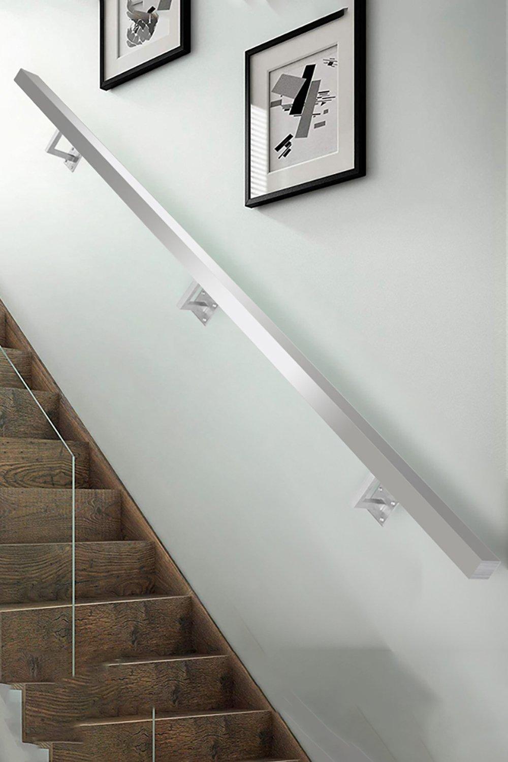 350*6*4CM Square Stainless Steel Wall Mounted Handrail with Brackets
