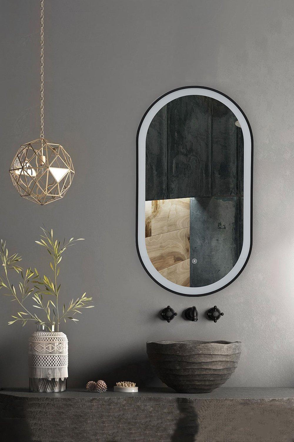 LED Large Wall Mirror with Defogger for Bathroom