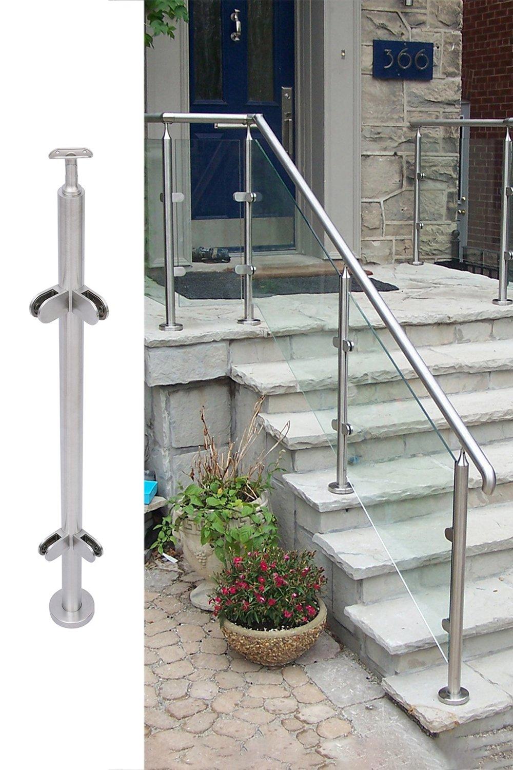 Stainless Steel Balustrade Corner Railing Post with Glass Clamp