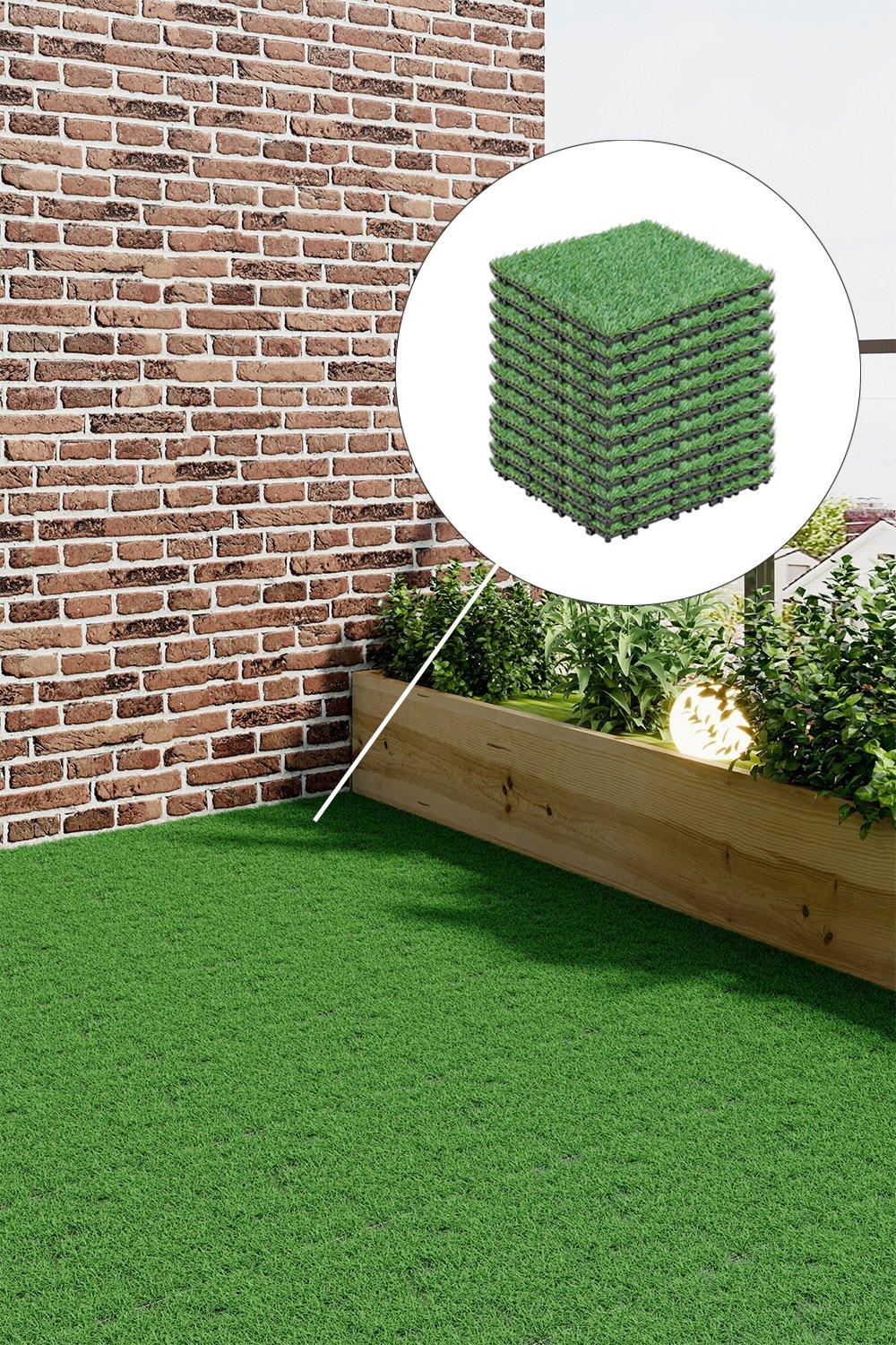 11Pcs Lush Green Artificial Grass Tiles