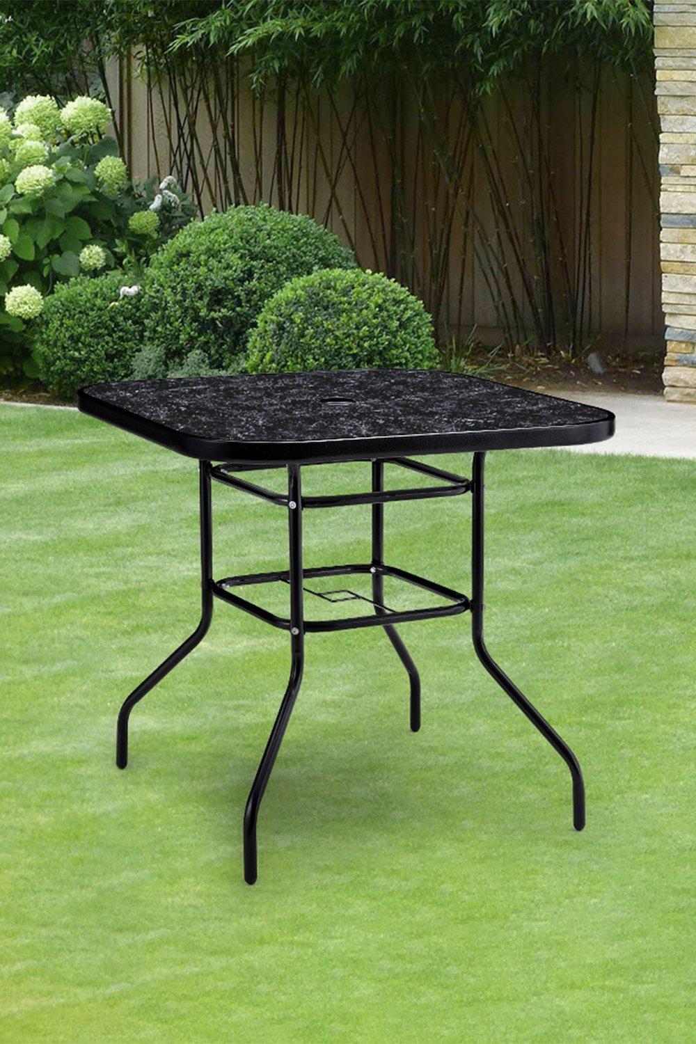 Garden Square Tempered Glass Marble Coffee Table