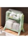 Living and Home 2-Tier Dish Drainer Rack Kitchen Bowl Chopsticks Plates Plastic Storage Box with Lid Green thumbnail 2
