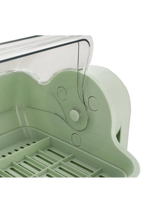 Living and Home 2-Tier Dish Drainer Rack Kitchen Bowl Chopsticks Plates Plastic Storage Box with Lid Green 5