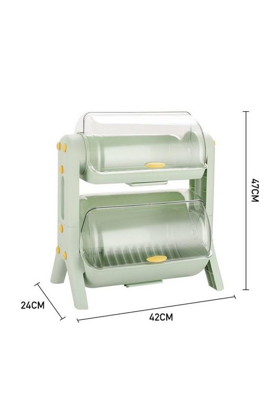 Living and Home 2-Tier Dish Drainer Rack Kitchen Bowl Chopsticks Plates Plastic Storage Box with Lid Green 6