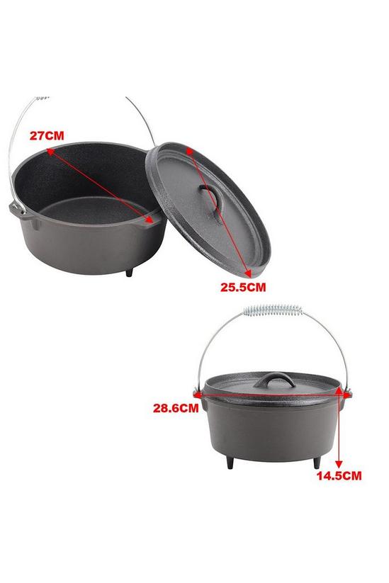 Living and Home Cast Iron Camp Oven Pot with Legs for Outdoor Camping 6