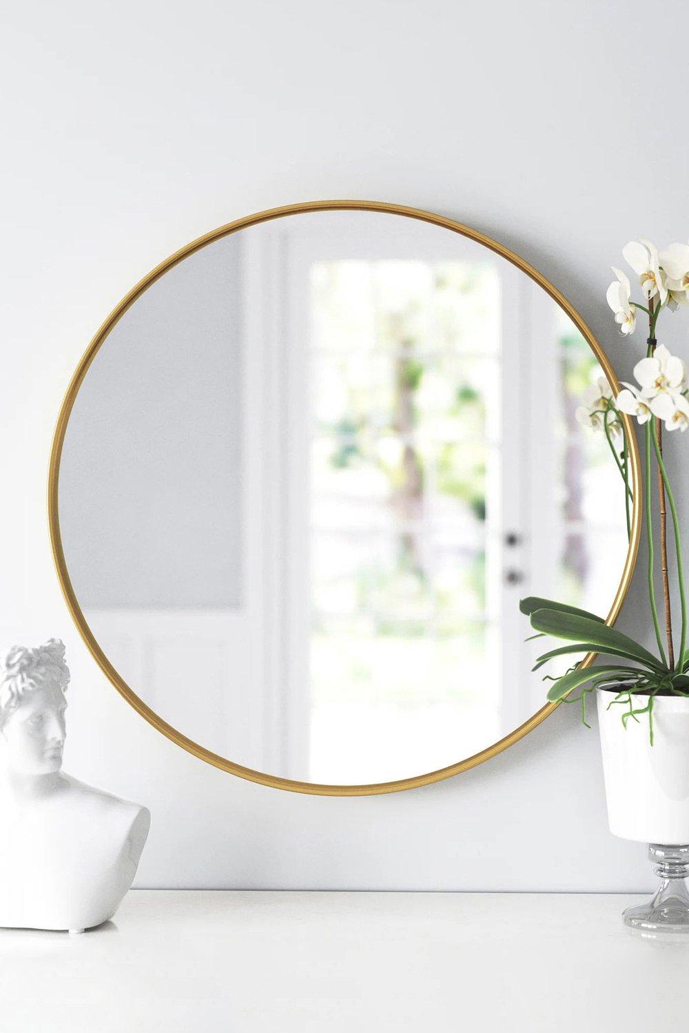 D40Cm Round Metal Frame Wall Mounted Mirror