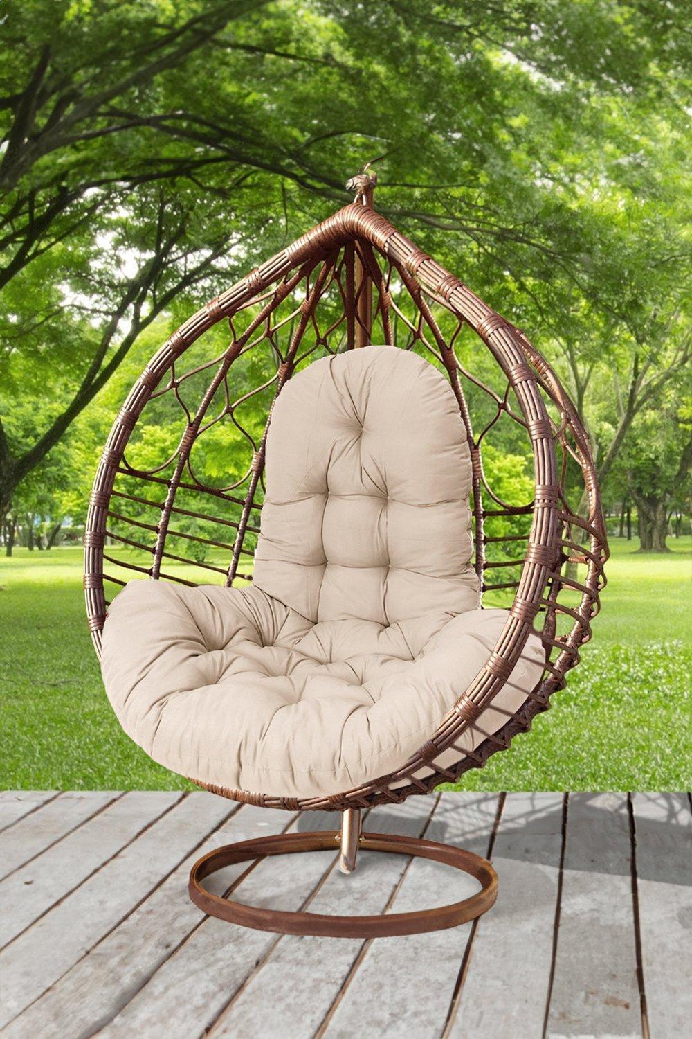 Hanging Egg Chair Thick Cushion Swing Chair Pad Camel