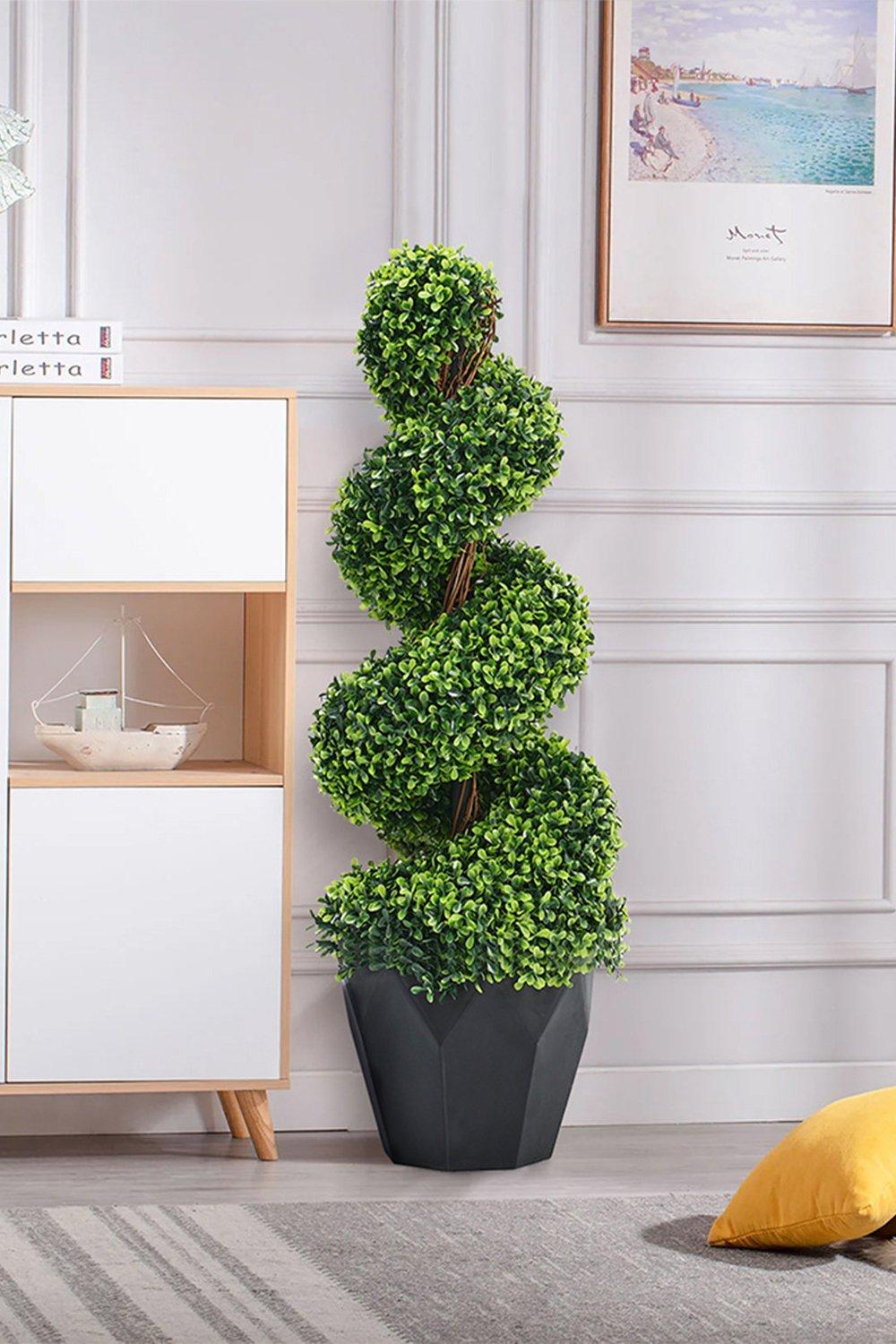 2 Pack 90CM Artificial Topiary Spiral Boxwood Tree Fake Plant