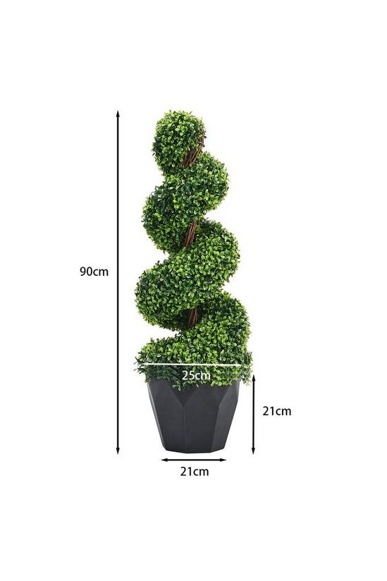 Living and Home 2 Pack 90CM Artificial Topiary Spiral Boxwood Tree Fake Plant 5