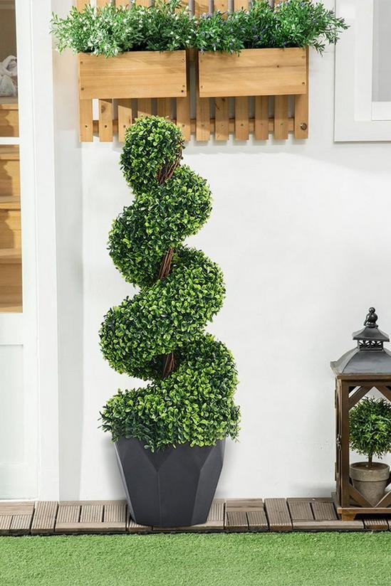 Living and Home 2 Pack 90CM Artificial Topiary Spiral Boxwood Tree Fake Plant 6